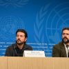 Diego Luna y Santiago Maza, presentación en Ginebra, Naciones Unidas. Cortesía director.