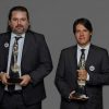 Diego Enrique Osorno y Alexandro Aldrete con el premio Ariel a Mejor Cortonetraje por LA MUÑECA TETONA, AMACC