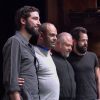 Izquierda a derecha: Arturo Díaz Santana, y algunos miembros del grupo musical Santa Sabina: Patricio Iglesias, Poncho Figueroa y Aldo Max, en la presentación de "Rita, el documental", en el Festival Internacional de Cine en Guadalajara (FICG 09/03/2018).